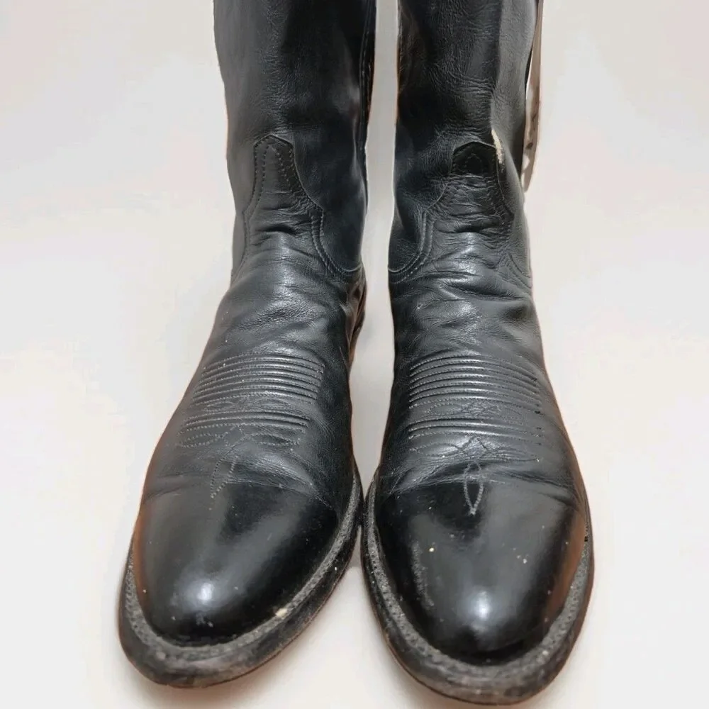 Vintage Tony Lama H8530 Men's Black Leather  Boots Size 11B USA 1995